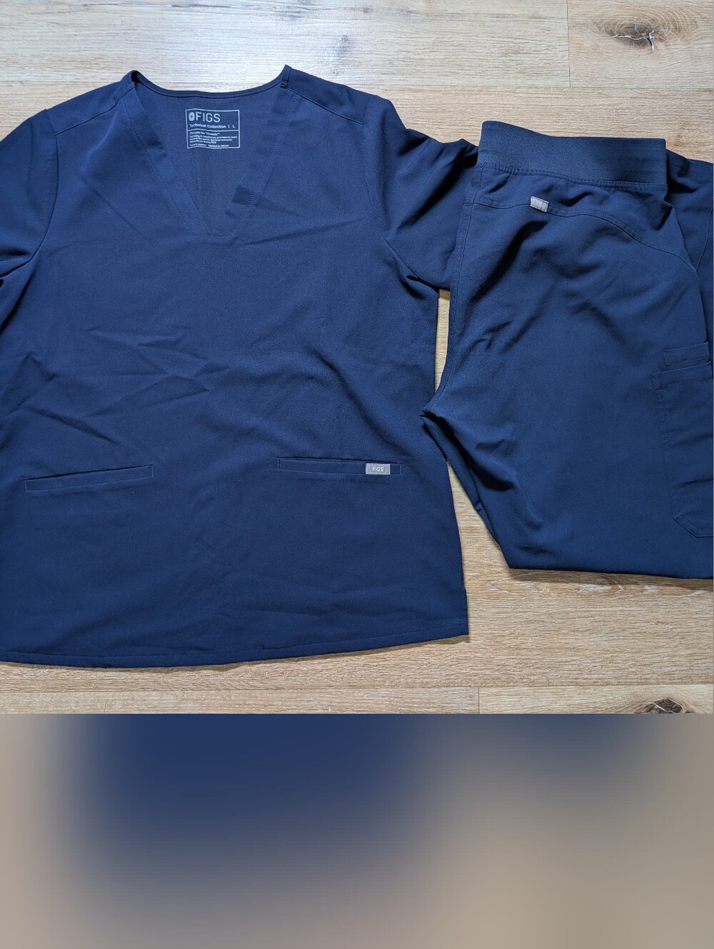 FIGS Women's Scrub Set Technical Collection  Navy Blue Top L  Cargo Pants L